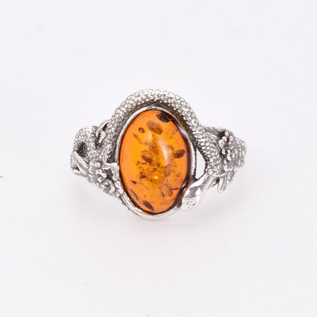 Inel argint cu chihlimbar Sarpe si Flori [1]