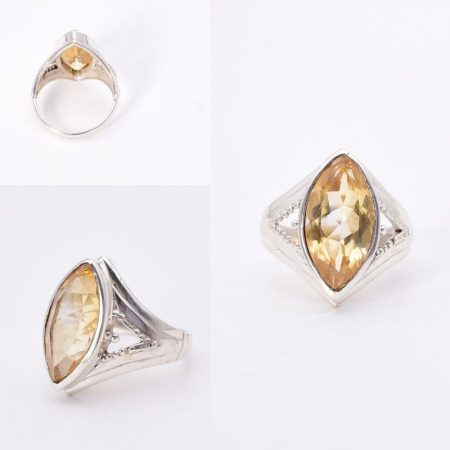 Inel argint cu citrin, marchiz [2]