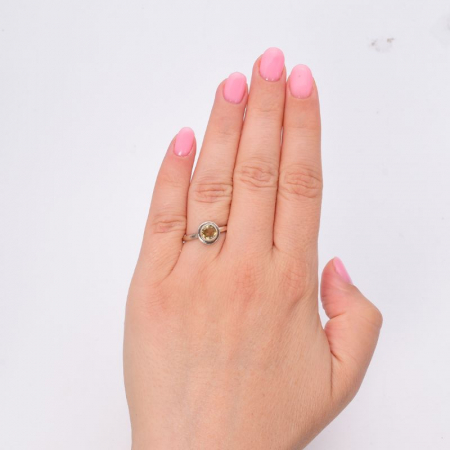 Inel argint cu citrin rotund solitaire [1]