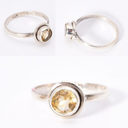 Inel argint cu citrin rotund solitaire [2]