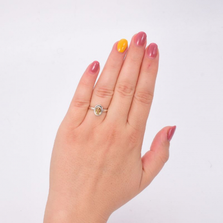 Inel argint cu citrin solitaire oval Raza de Soare [1]