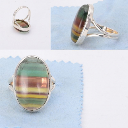 Inel argint cu fluorit, oval Vis Colorat [1]