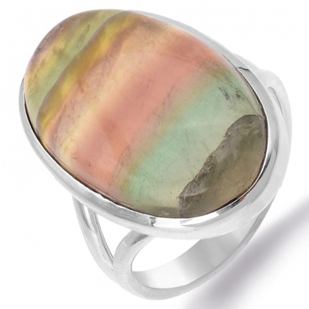 Inel argint cu fluorit, oval Vis Colorat [0]