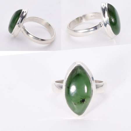 Inel argint cu jad verde nefrit, marchiz [1]