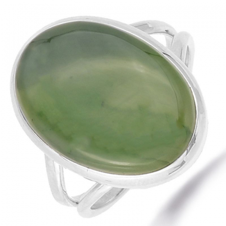 Inel argint cu jad verde nefrit, oval Verde Sacru [0]