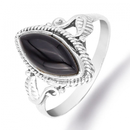 Bijuterii onix - Inel argint boho-chic cu onix marchiz