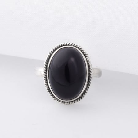 Inel argint cu onix negru cabochon Funie Rasucita [2]