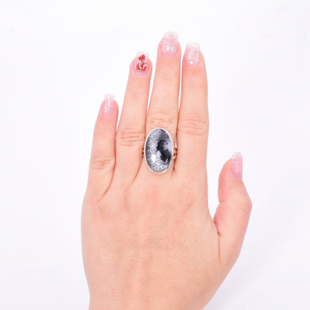 Inel argint cu piatra opal dendritic Peisaj de Iarna [2]