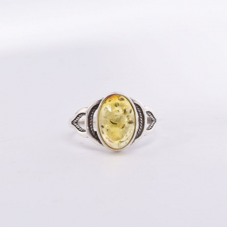 Inel argint cu piatra semipretioasa chihlimbar galben oval [1]