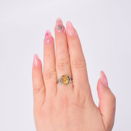 Inel argint cu piatra semipretioasa chihlimbar galben oval [3]