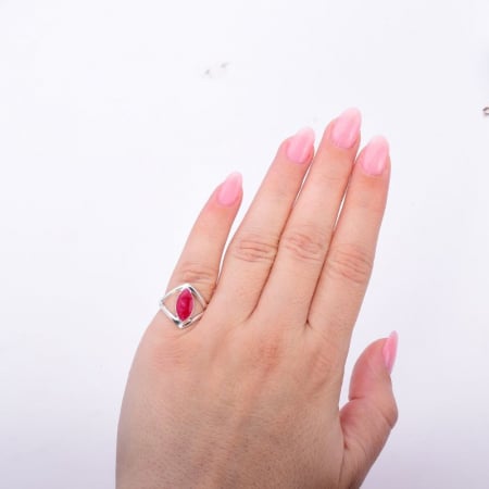 Inel argint cu rubin, forma marchiz [2]