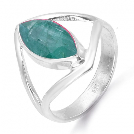 Inel argint cu smarald natural, forma marchiz [0]