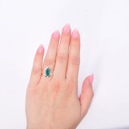 Inel argint cu smarald natural, forma marchiz [1]