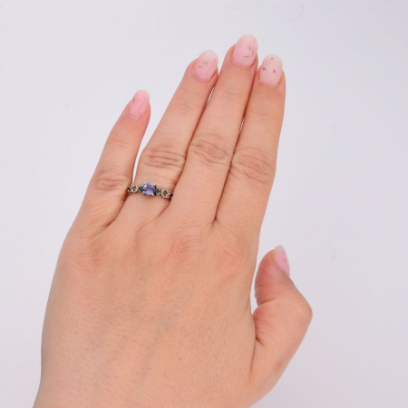 Inel argint cu tanzanit si smarald Trilogia Pretioasa [1]