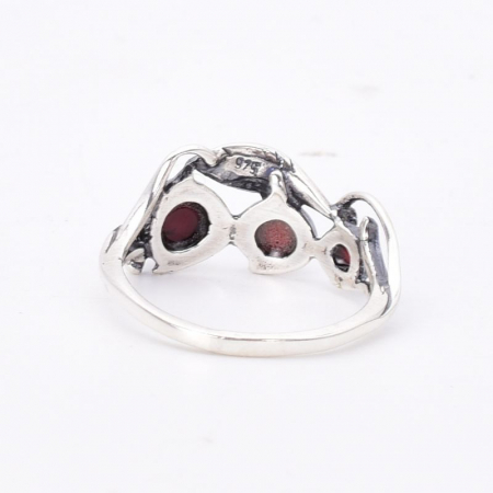 Inel argint cu trei pietre chihlimbar cherry rotund [3]