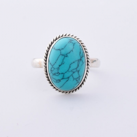 Inel argint cu turcoaz, model funie răsucită [2]