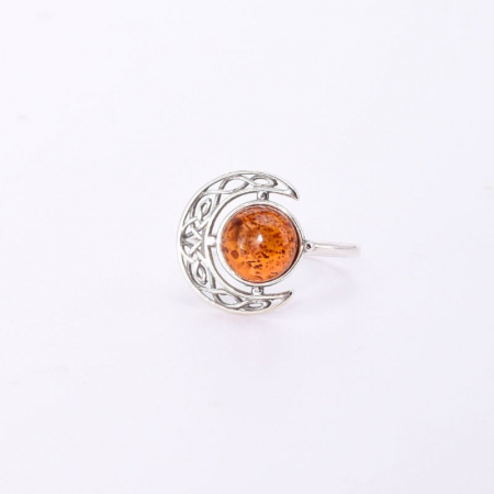 Inel argint dama cu piatra chihlimbar Fazele Lunii [2]