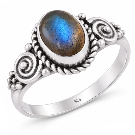 Inel de argint cu labradorit oval Isadora