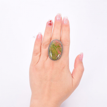 Inel argint filigran cu piatra mare unakit [1]