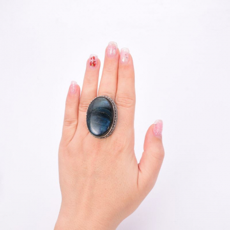 Inel argint filigran statement cu labradorit, marime 62-63 [1]