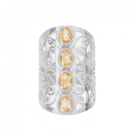 Inel argint impunator cu patru pietre citrin [1]