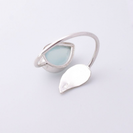 Inel argint reglabil Frunza cu piatra calcedonia aqua [1]