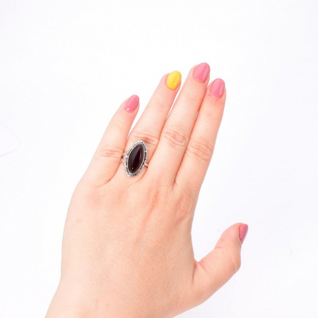 Inel argint reglabil cu chihlimbar cherry marchiz [1]