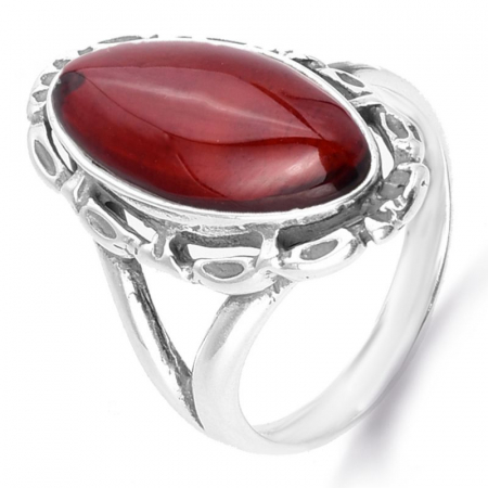 Inel argint reglabil cu chihlimbar cherry marchiz [0]