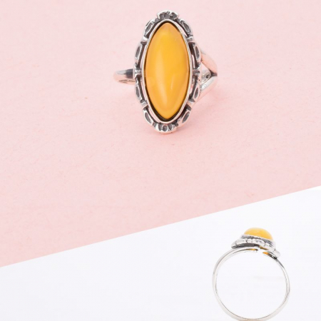 Inel argint reglabil cu chihlimbar galben-unt marchiz [3]