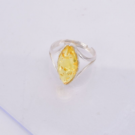 Inel argint reglabil cu piatra chihlimbar galben forma marchiz [1]