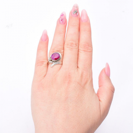 Inel argint reglabil cu piatra rubin [3]