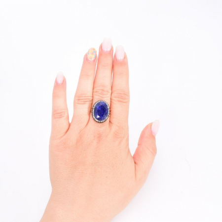 Inel argint reglabil cu pietre safir, hematit, CZ [2]