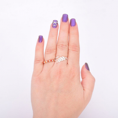 Inel argint reglabil Frunza de Feriga cu pietre cubic zirconia [1]