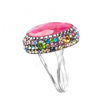 Inel argint reglabil cu pietre rubin, CZ colorate [1]