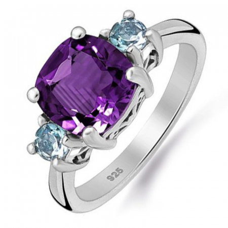 Inel argint cu ametist si topaz albastru [0]