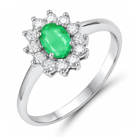 Inele argint cu pietre - inel-smarald-natural-halo-argint