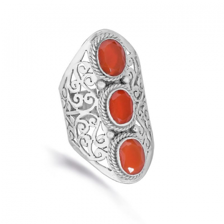 Inel argint Trio cu pietre semipretioase carneol [0]