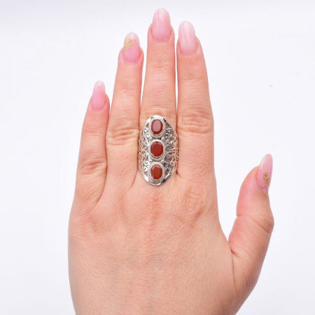 Inel argint Trio cu pietre semipretioase carneol [1]