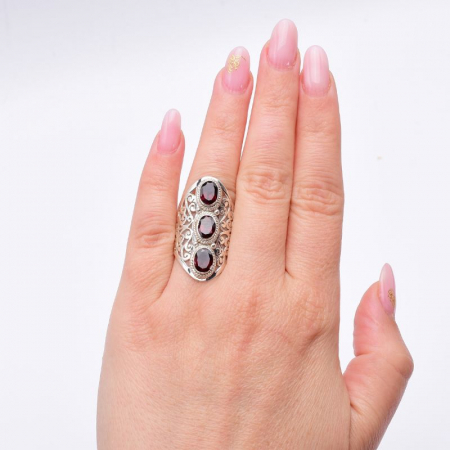 Inel argint Trio cu pietre semipretioase granat [2]
