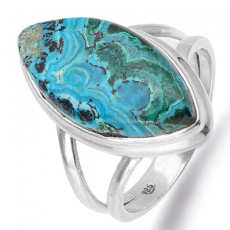 Inel argint unicat cu piatra malachit in crisocola [0]