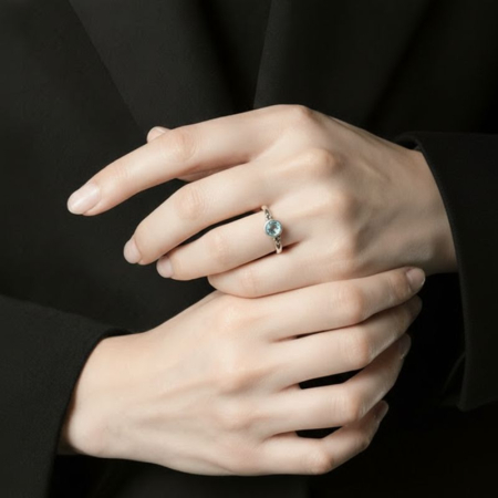 Inel cu acvamarin natural din argint [1]