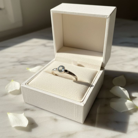 Inele argint cu pietre - Inel cu acvamarin natural din argint