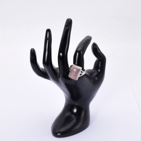 Inel cu cuart roz din argint, dreptunghiular Vis de Trandafir [2]