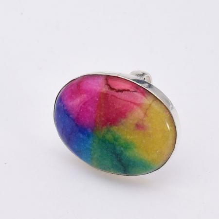 Inel cu cuart solar curcubeu din argint, marime 59 [1]