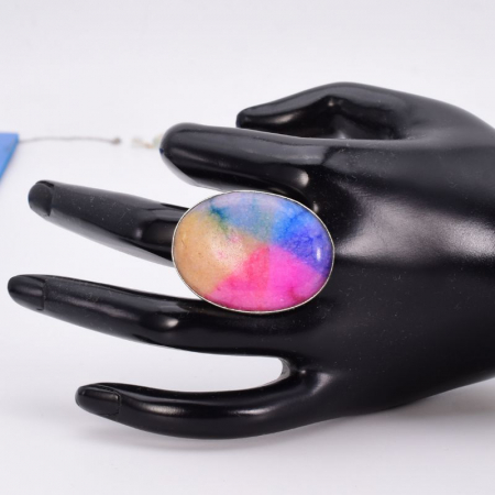 Inel cu cuart solar curcubeu din argint, marime 62 [1]