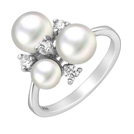Colecția nouă Podoabele Mele - Inel argint rodiat cu perle si CZ