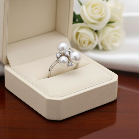 Inel argint rodiat cu perle si CZ [1]