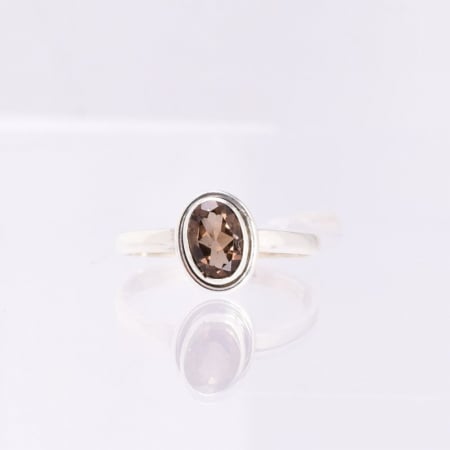 Inel de argint cuart fumuriu fatetat oval [3]