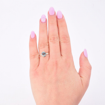 Inel de argint 925 topaz albastru fatetat oval [2]