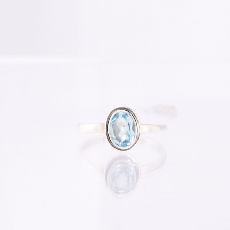 Inel de argint 925 topaz albastru fatetat oval [3]